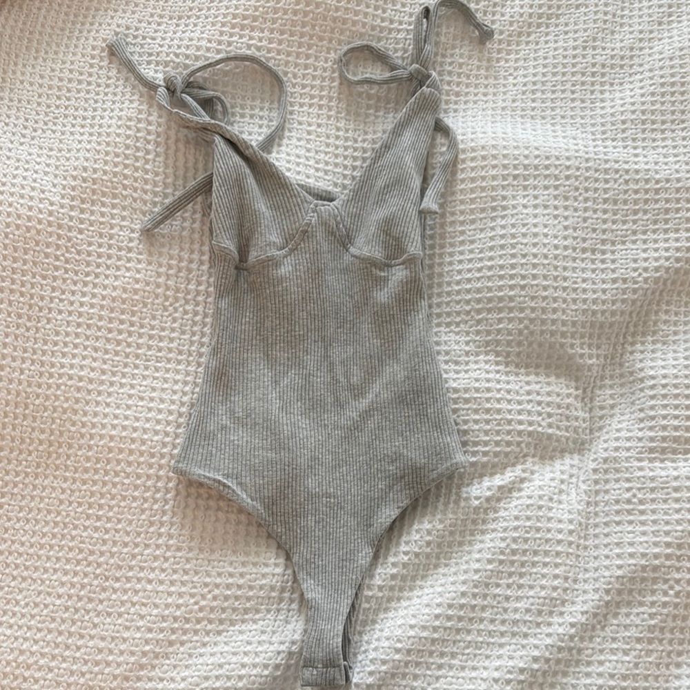 Gray Ribbed Bodysuit